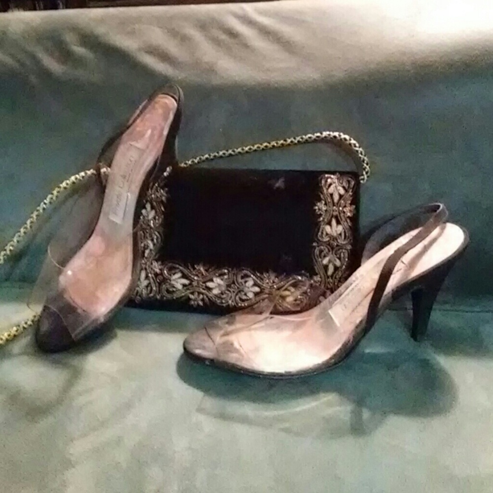 Clear/black heels